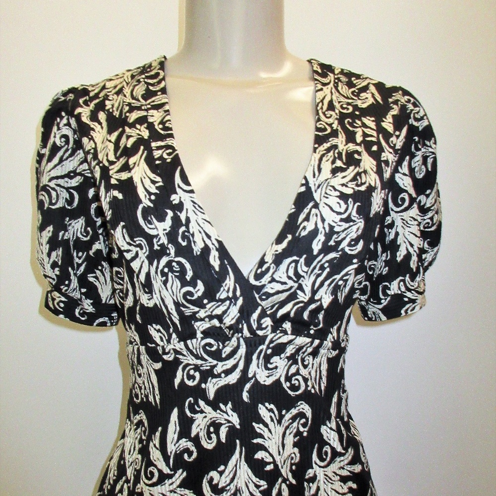 MAPLE ANTHROPOLOGIE Black Printed Silk Dress S